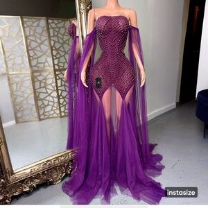 Off-the-Shoulder Beaded Prom Dress